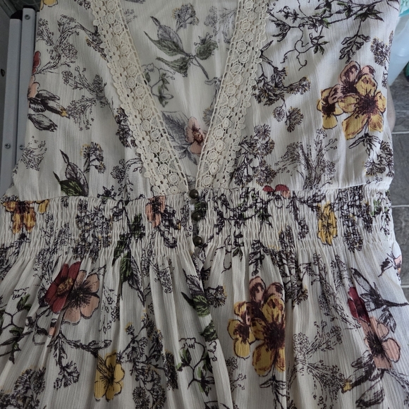 Coco Jamison Boho Floral Lace Trim Women's Rayon Kimono Size Large EUC - Picture 6 of 15